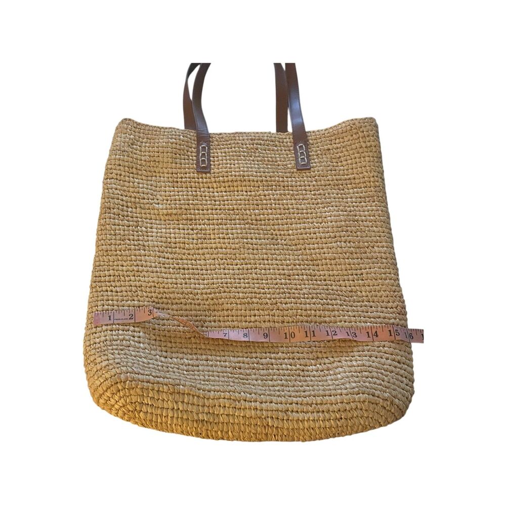 Large Tommy Bahama Woven Straw Rattan Bucket Beach Pool Tote Bag Resort Summer - Picture 9 of 10